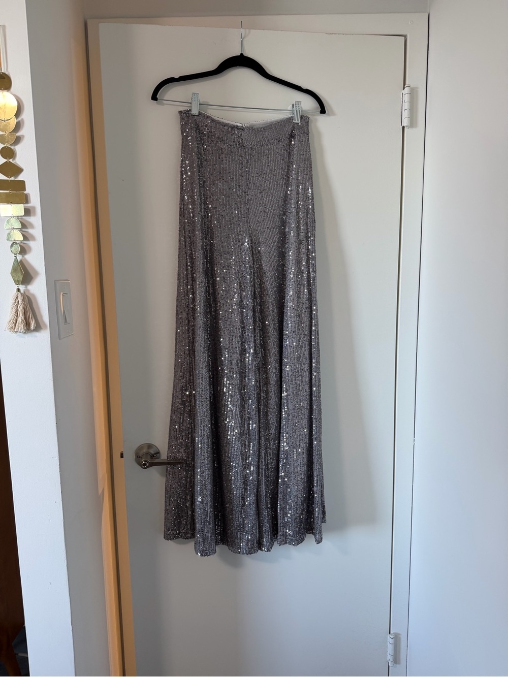 Sequined wide leg pants